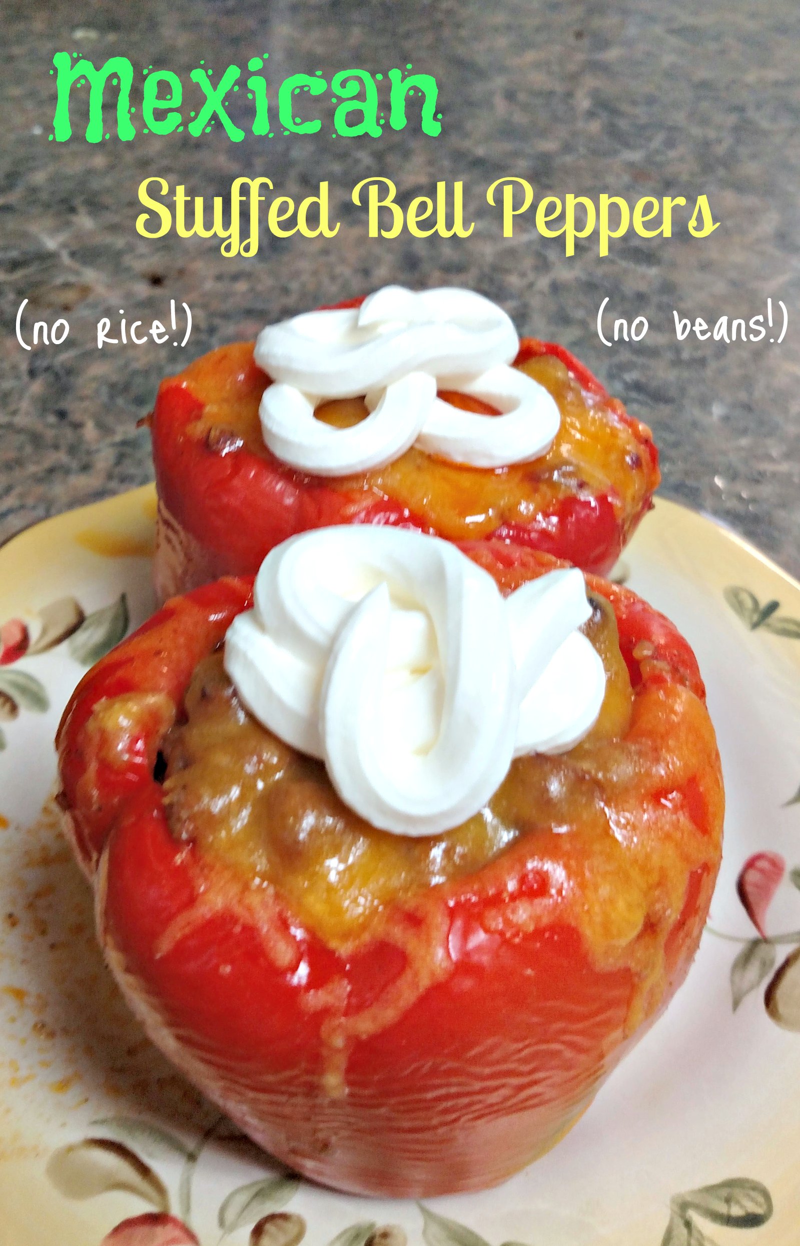 Mexican stuffed Bell Peppers with No Rice